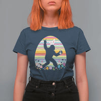 Funny Bigfot Easter T Shirt For Women Sasquatch Rock On Rabbit