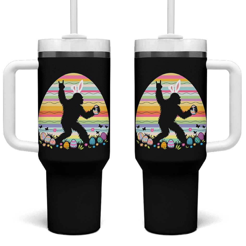 Funny Bigfot Easter Tumbler With Handle Sasquatch Rock On Rabbit
