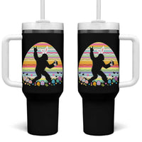 Funny Bigfot Easter Tumbler With Handle Sasquatch Rock On Rabbit