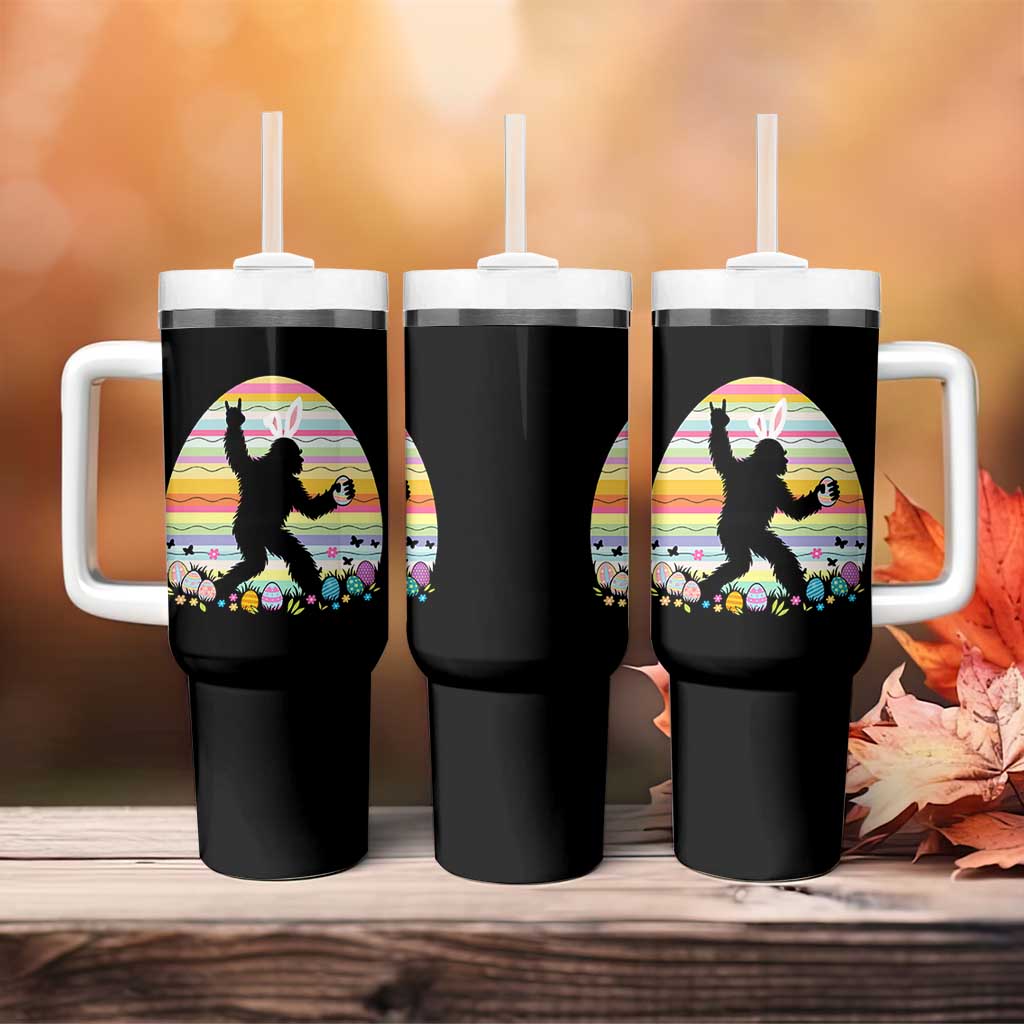 Funny Bigfot Easter Tumbler With Handle Sasquatch Rock On Rabbit