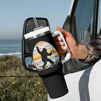 Funny Bigfot Easter Tumbler With Handle Sasquatch Rock On Rabbit