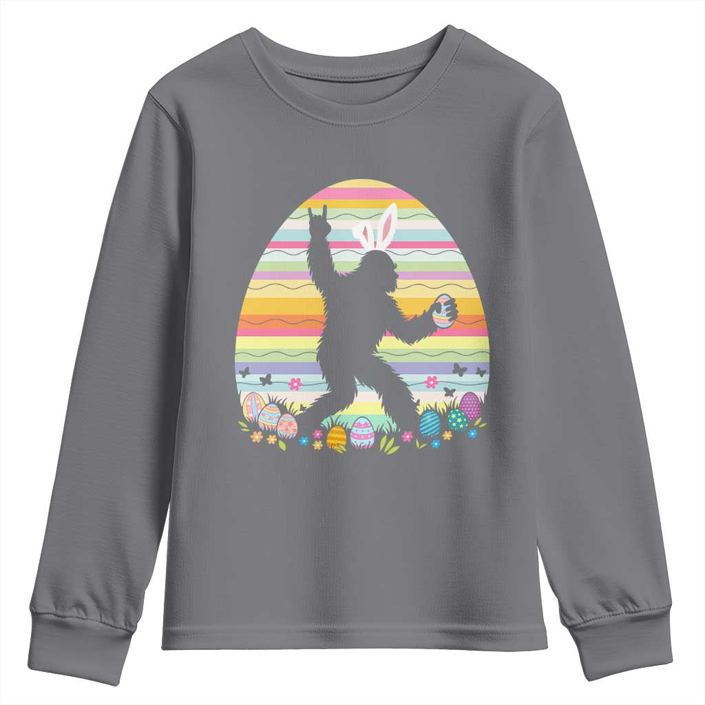 Funny Bigfot Easter Youth Sweatshirt Sasquatch Rock On Rabbit