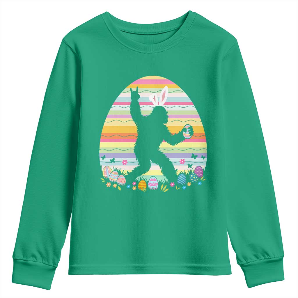 Funny Bigfot Easter Youth Sweatshirt Sasquatch Rock On Rabbit