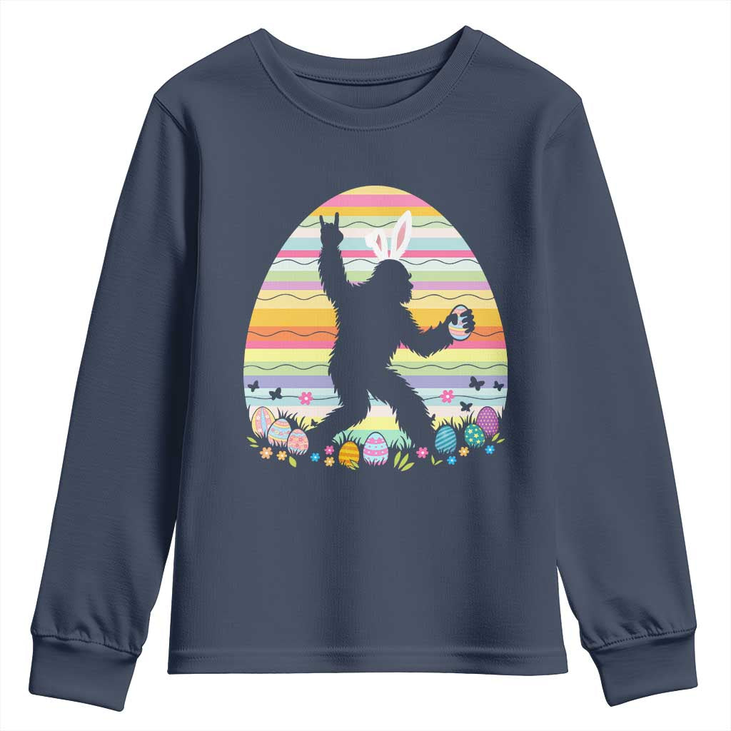 Funny Bigfot Easter Youth Sweatshirt Sasquatch Rock On Rabbit