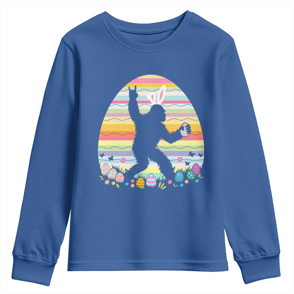 Funny Bigfot Easter Youth Sweatshirt Sasquatch Rock On Rabbit
