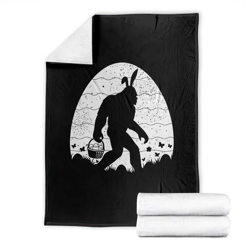 Funny Bigfot Easter Throw Blanket Sasquatch Rabbit Night Stroll Moon Egg