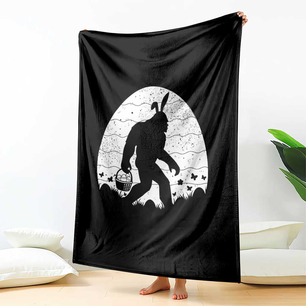 Funny Bigfot Easter Throw Blanket Sasquatch Rabbit Night Stroll Moon Egg