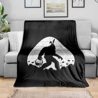 Funny Bigfot Easter Throw Blanket Sasquatch Rabbit Night Stroll Moon Egg
