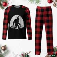 Funny Bigfot Easter Plaid Pajama Set Sasquatch Rabbit Night Stroll Moon Egg