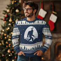 Funny Bigfot Easter Ugly Christmas Sweater Sasquatch Rabbit Night Stroll Moon Egg
