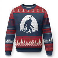 Funny Bigfot Easter Ugly Christmas Sweater Sasquatch Rabbit Night Stroll Moon Egg