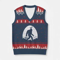 Funny Bigfot Easter V-Neck Knit Sweater Vest Sasquatch Rabbit Night Stroll Moon Egg