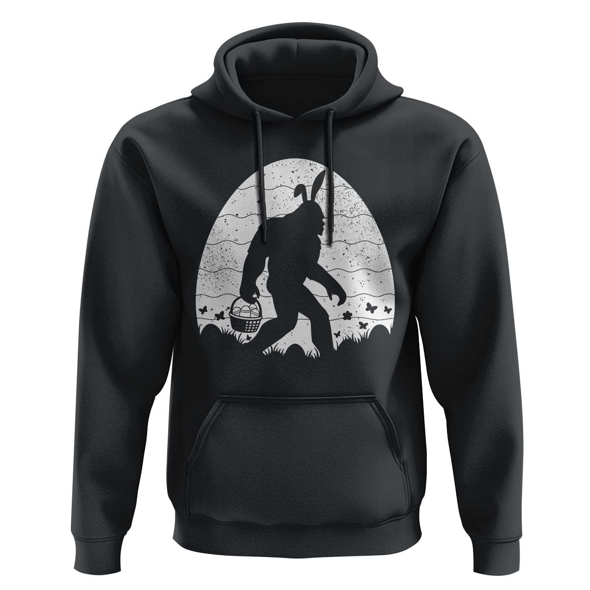 Funny Bigfot Easter Hoodie Sasquatch Rabbit Night Stroll Moon Egg