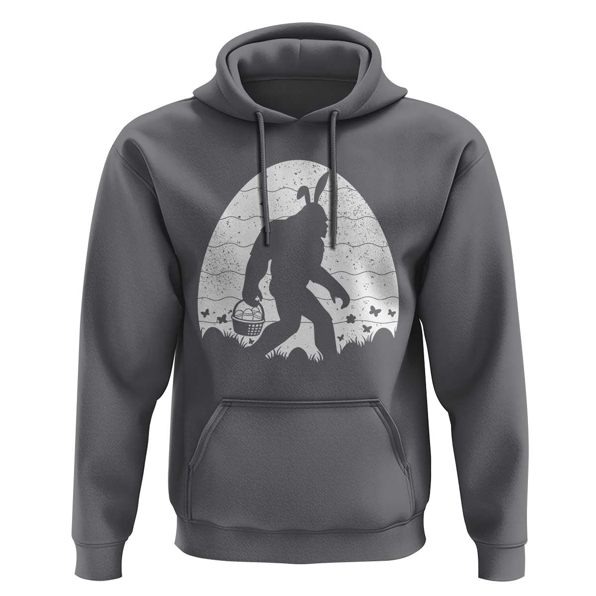 Funny Bigfot Easter Hoodie Sasquatch Rabbit Night Stroll Moon Egg