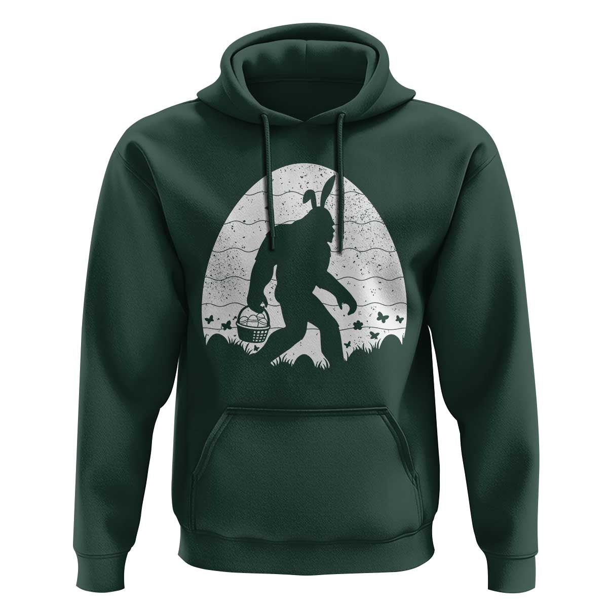 Funny Bigfot Easter Hoodie Sasquatch Rabbit Night Stroll Moon Egg