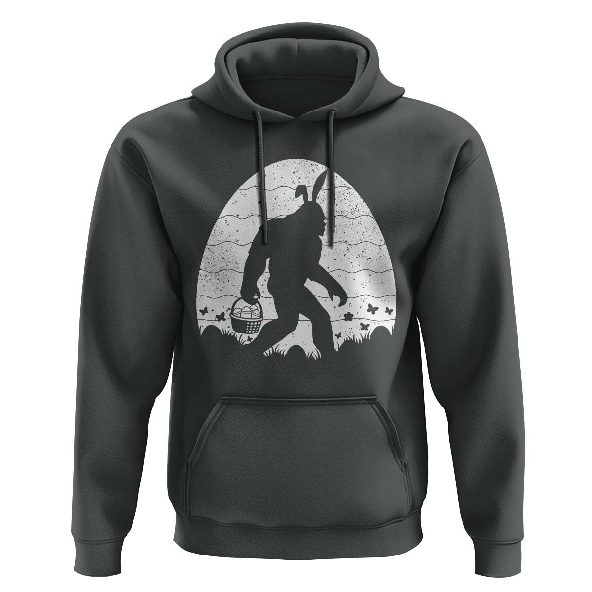Funny Bigfot Easter Hoodie Sasquatch Rabbit Night Stroll Moon Egg