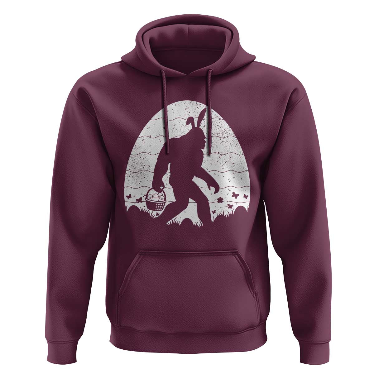 Funny Bigfot Easter Hoodie Sasquatch Rabbit Night Stroll Moon Egg
