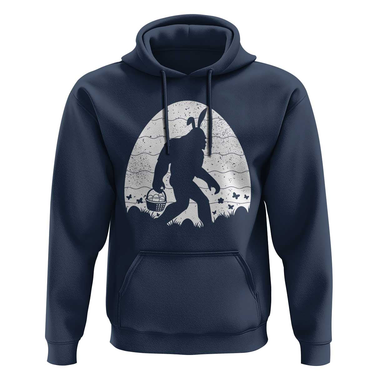 Funny Bigfot Easter Hoodie Sasquatch Rabbit Night Stroll Moon Egg