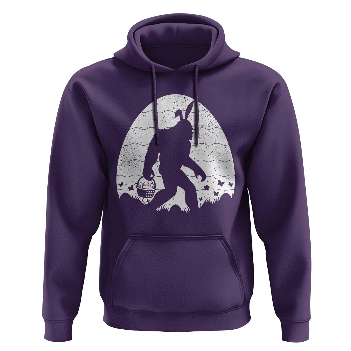 Funny Bigfot Easter Hoodie Sasquatch Rabbit Night Stroll Moon Egg