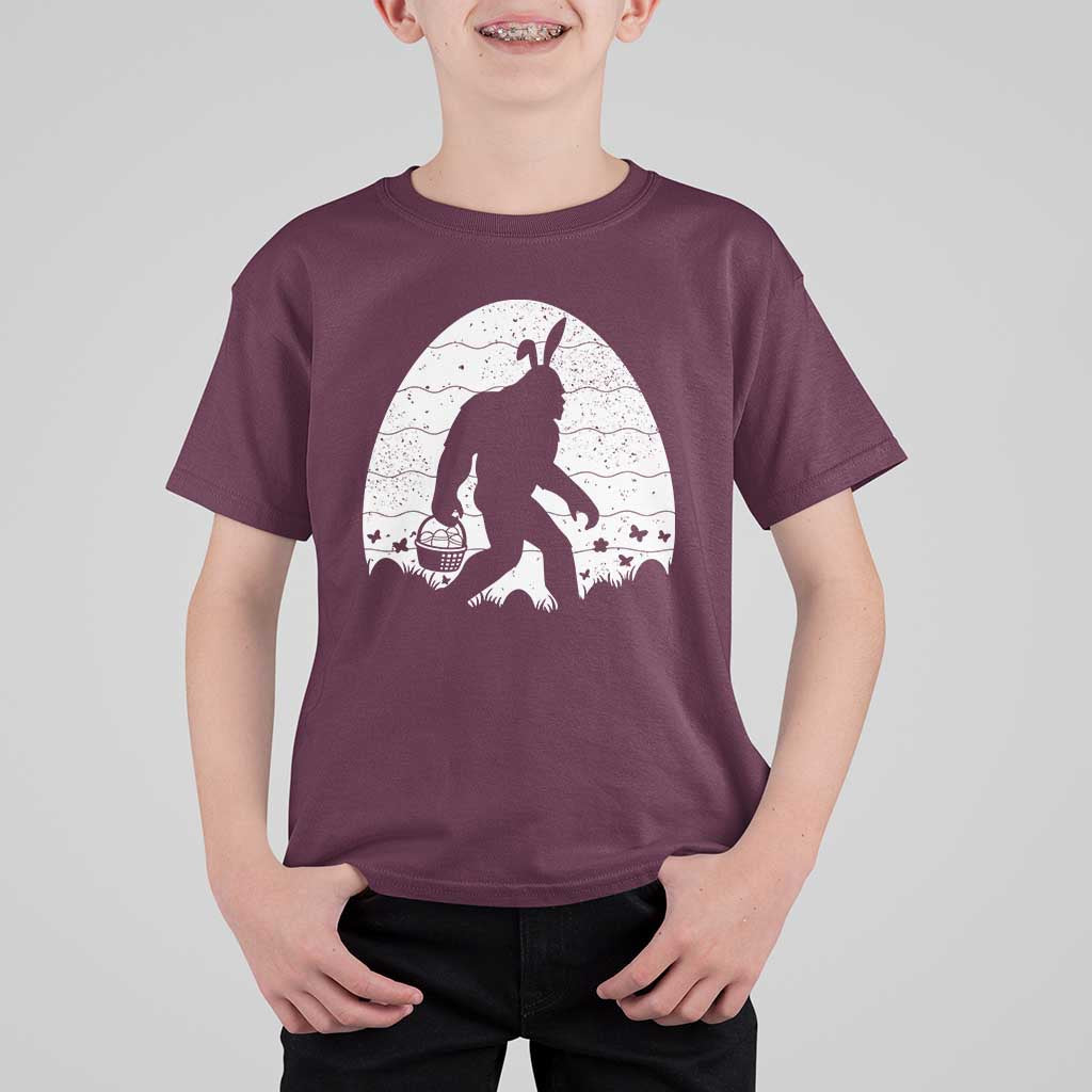 Funny Bigfot Easter T Shirt For Kid Sasquatch Rabbit Night Stroll Moon Egg