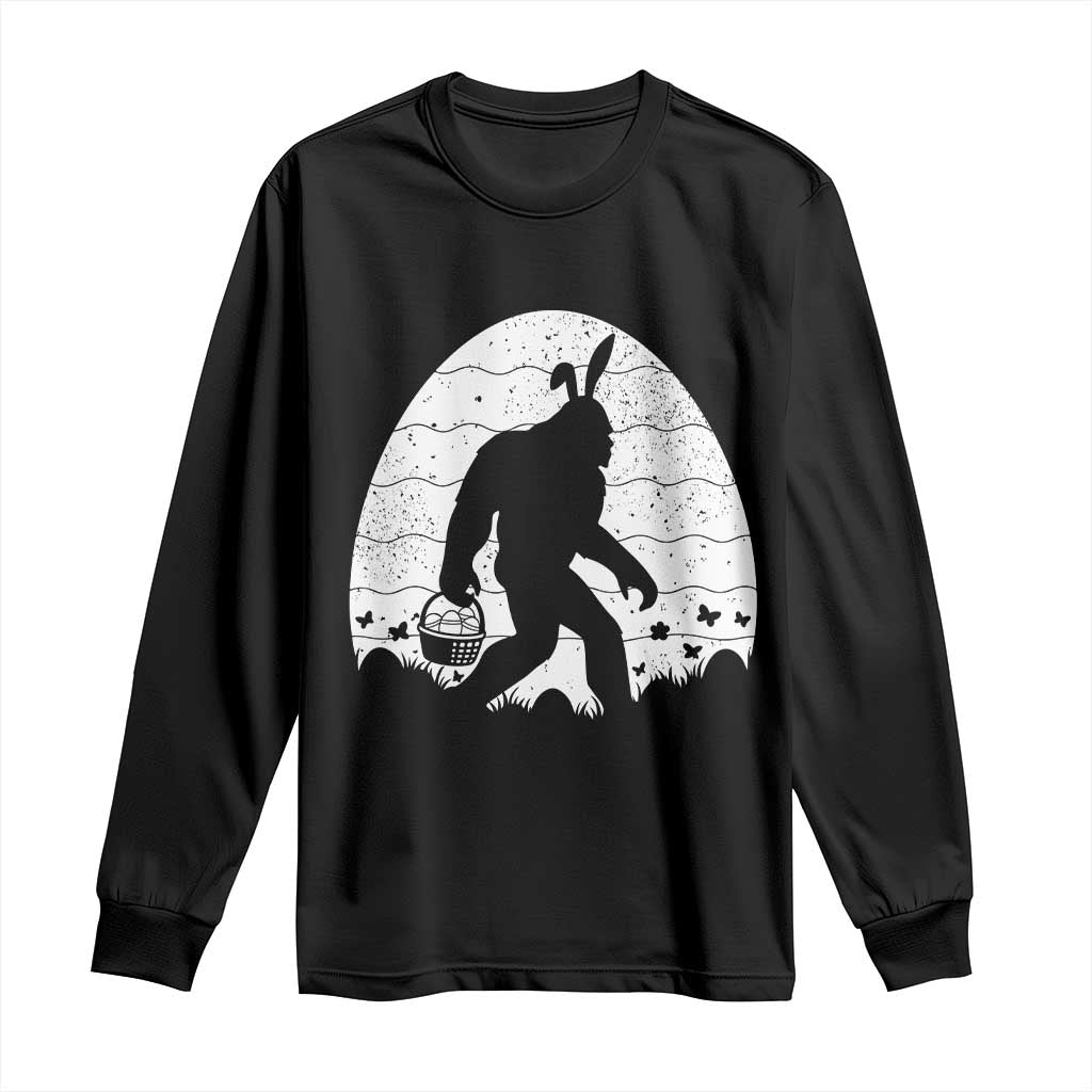 Funny Bigfot Easter Long Sleeve Shirt Sasquatch Rabbit Night Stroll Moon Egg