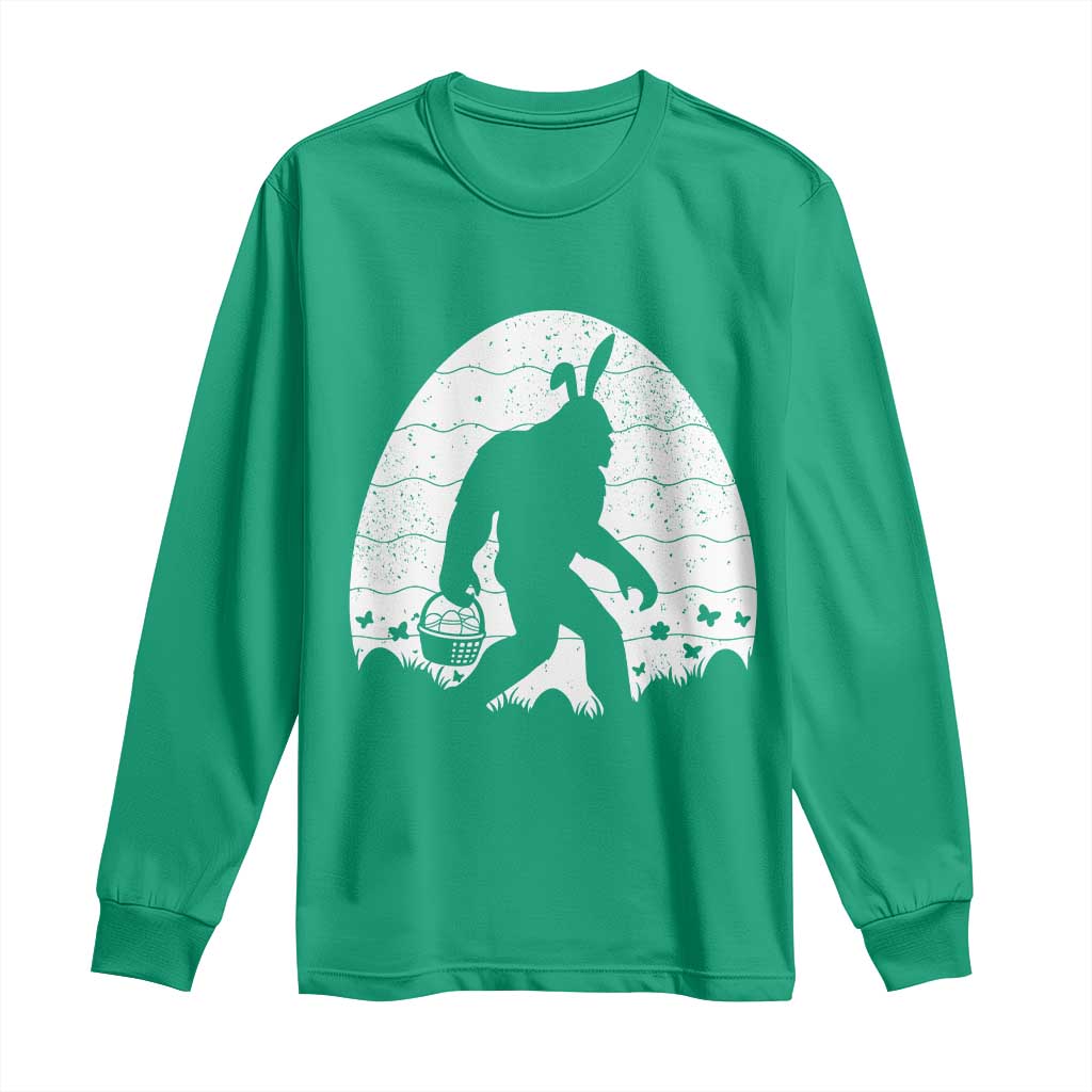 Funny Bigfot Easter Long Sleeve Shirt Sasquatch Rabbit Night Stroll Moon Egg