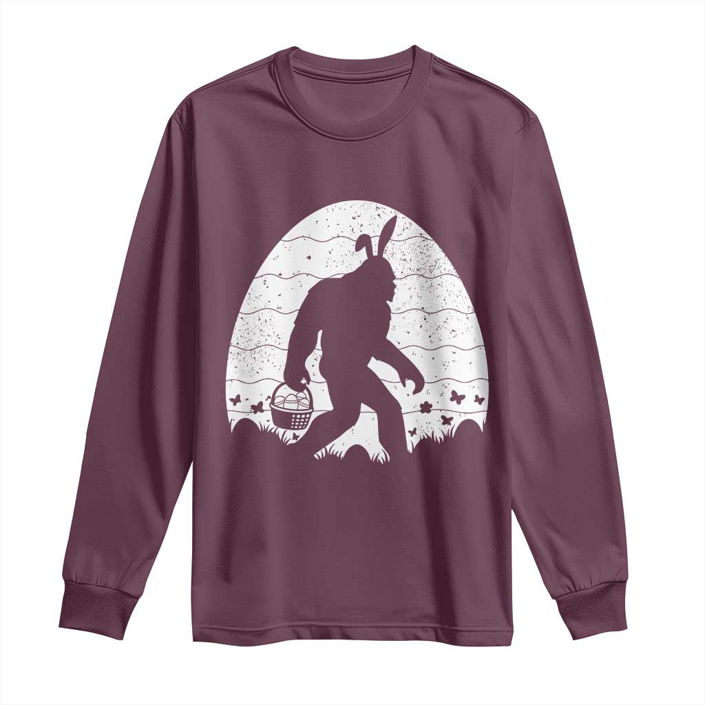 Funny Bigfot Easter Long Sleeve Shirt Sasquatch Rabbit Night Stroll Moon Egg