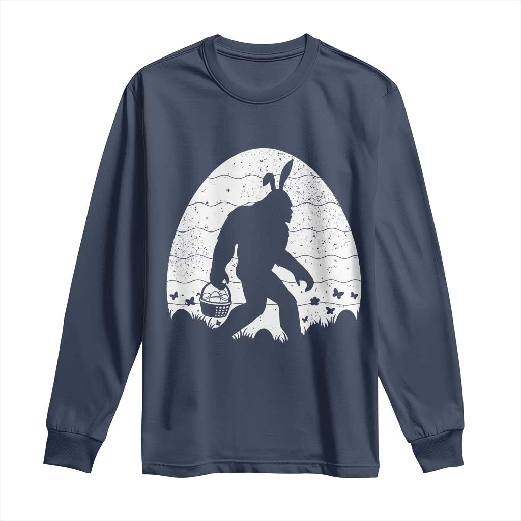 Funny Bigfot Easter Long Sleeve Shirt Sasquatch Rabbit Night Stroll Moon Egg