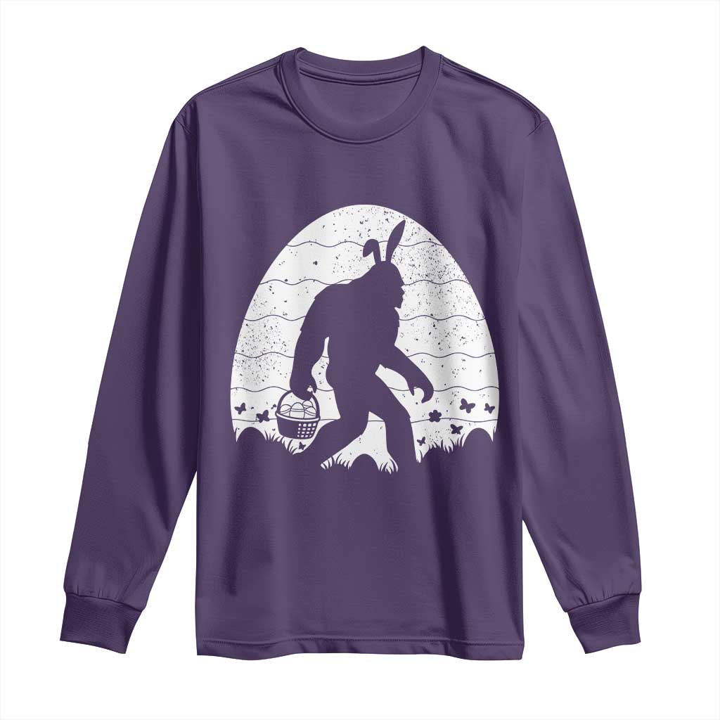 Funny Bigfot Easter Long Sleeve Shirt Sasquatch Rabbit Night Stroll Moon Egg