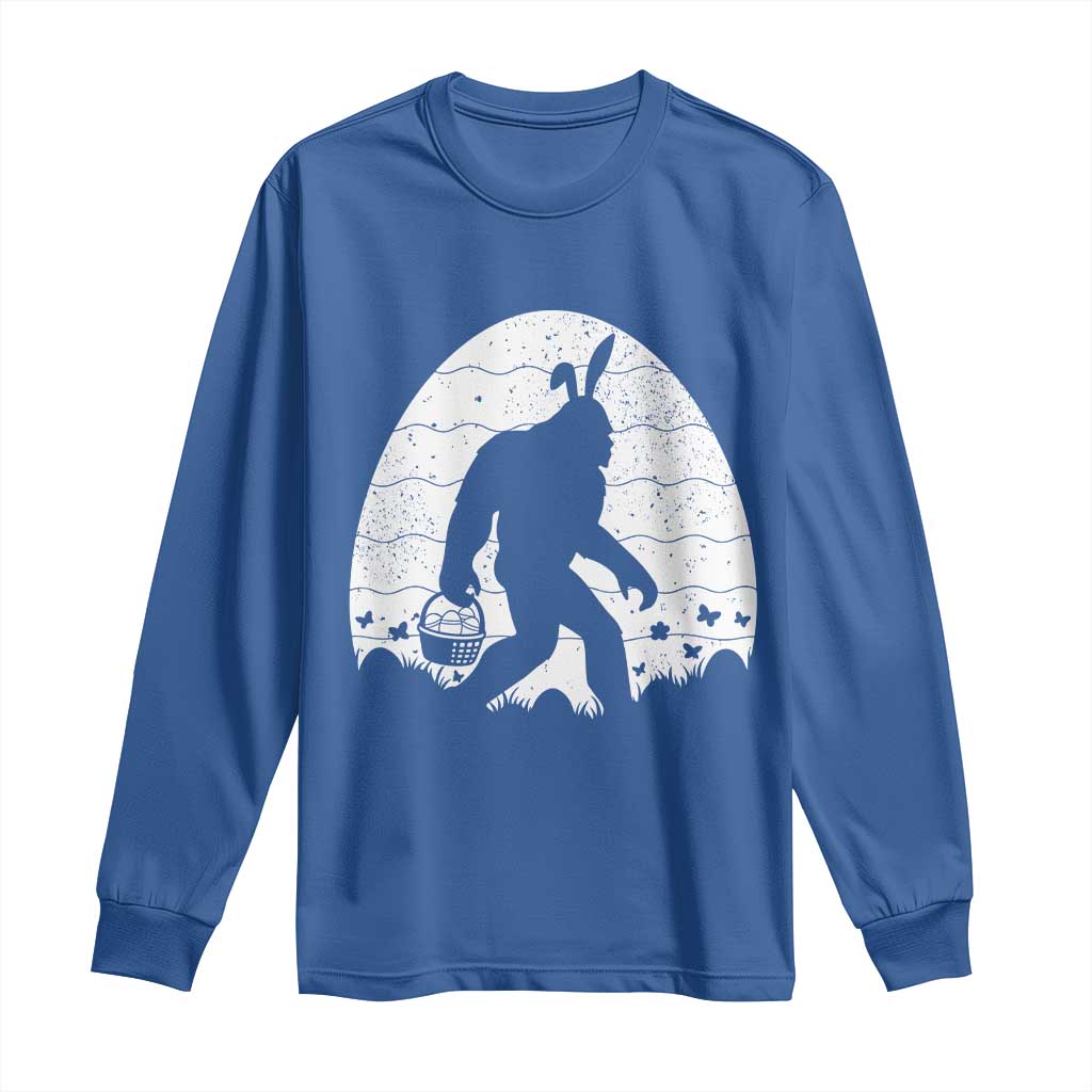 Funny Bigfot Easter Long Sleeve Shirt Sasquatch Rabbit Night Stroll Moon Egg