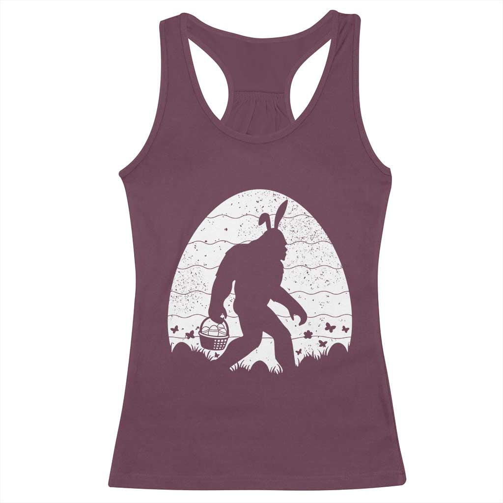 Funny Bigfot Easter Racerback Tank Top Sasquatch Rabbit Night Stroll Moon Egg