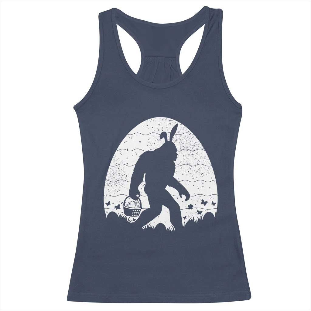 Funny Bigfot Easter Racerback Tank Top Sasquatch Rabbit Night Stroll Moon Egg
