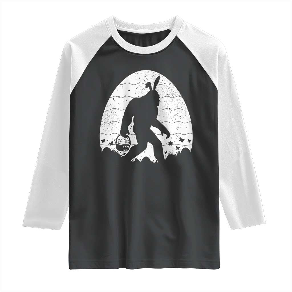 Funny Bigfot Easter Raglan Shirt Sasquatch Rabbit Night Stroll Moon Egg