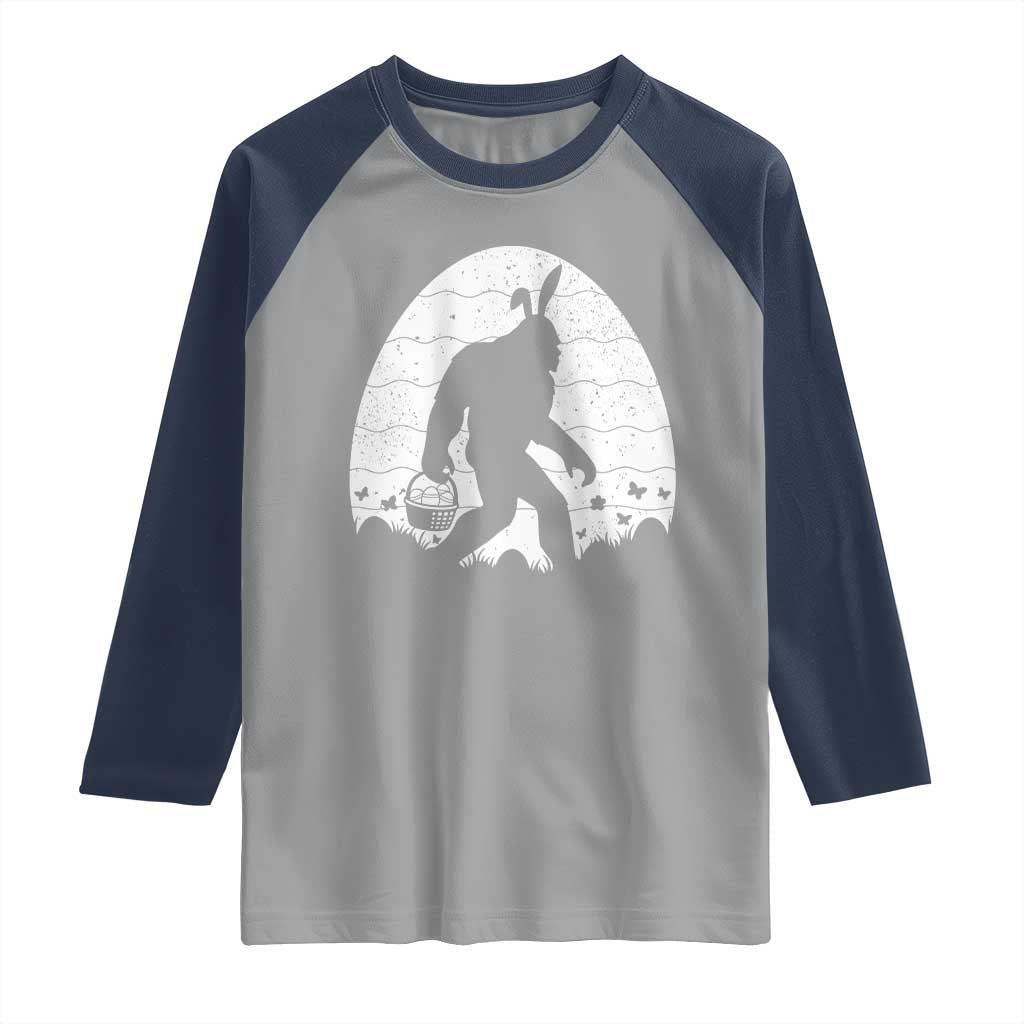 Funny Bigfot Easter Raglan Shirt Sasquatch Rabbit Night Stroll Moon Egg