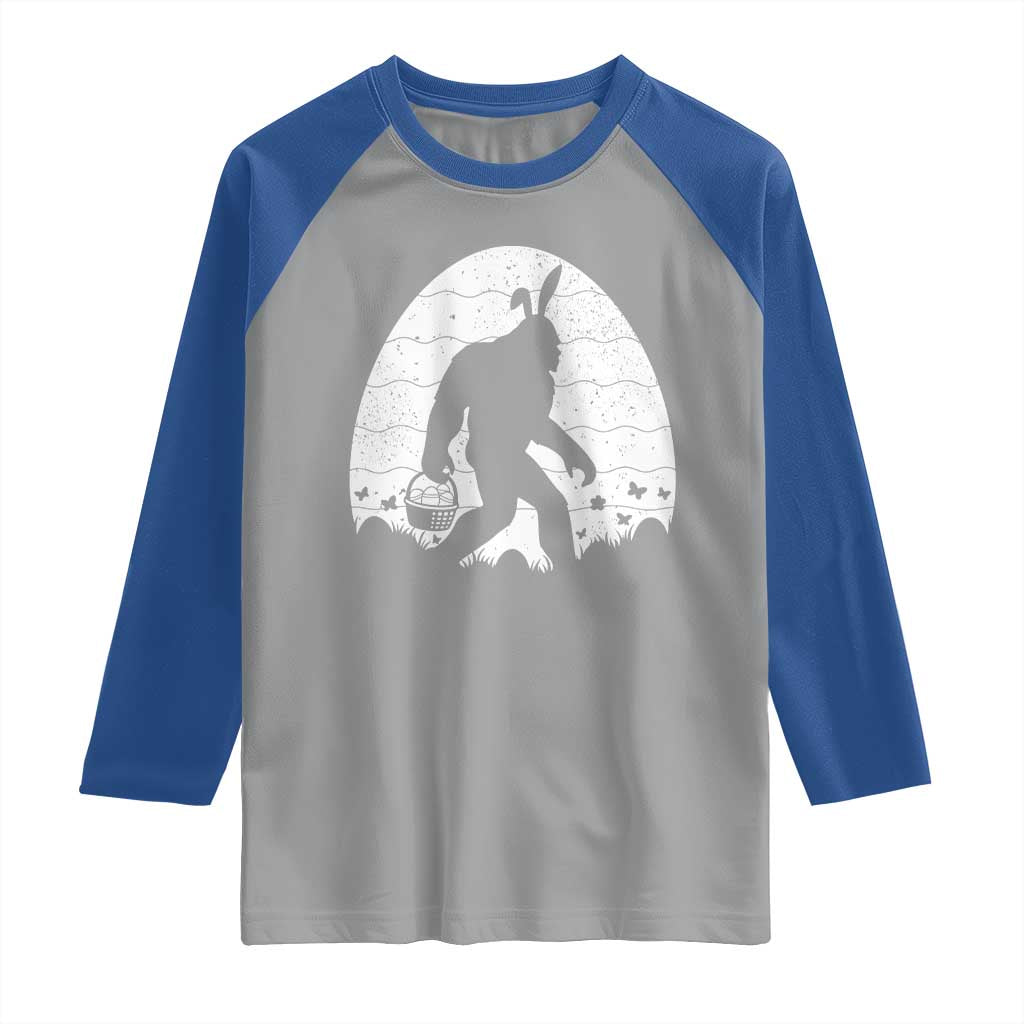 Funny Bigfot Easter Raglan Shirt Sasquatch Rabbit Night Stroll Moon Egg