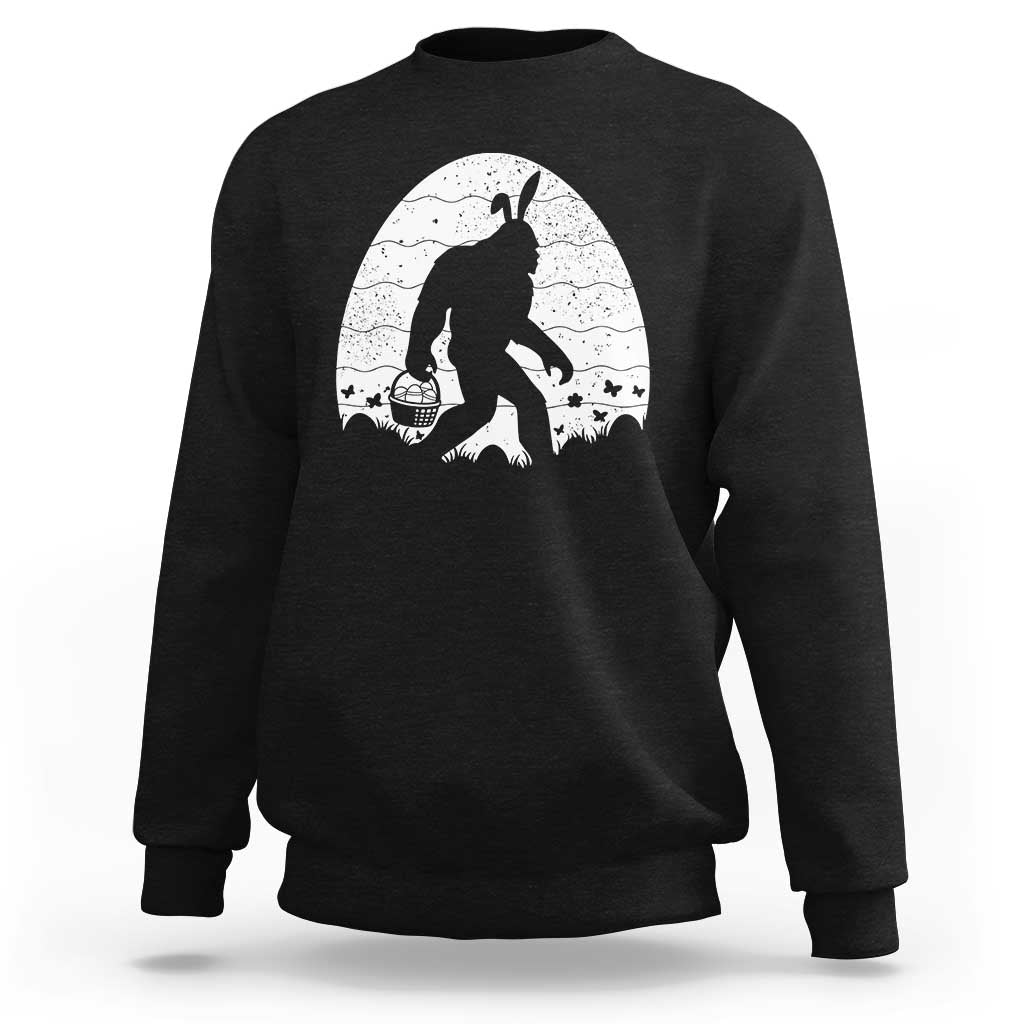 Funny Bigfot Easter Sweatshirt Sasquatch Rabbit Night Stroll Moon Egg
