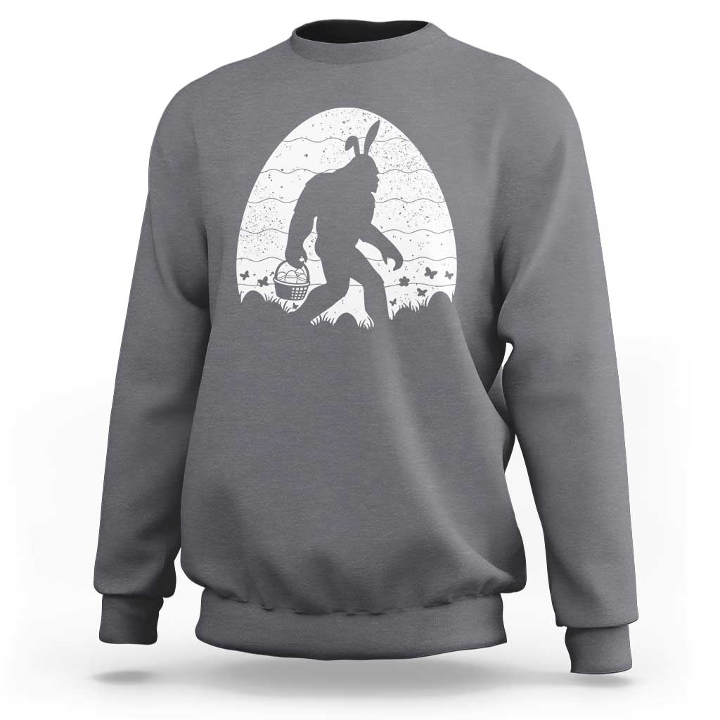 Funny Bigfot Easter Sweatshirt Sasquatch Rabbit Night Stroll Moon Egg