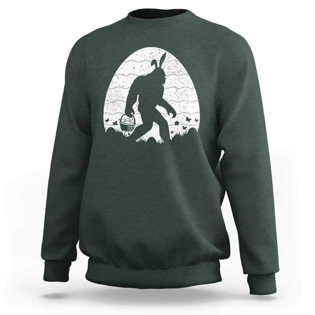 Funny Bigfot Easter Sweatshirt Sasquatch Rabbit Night Stroll Moon Egg