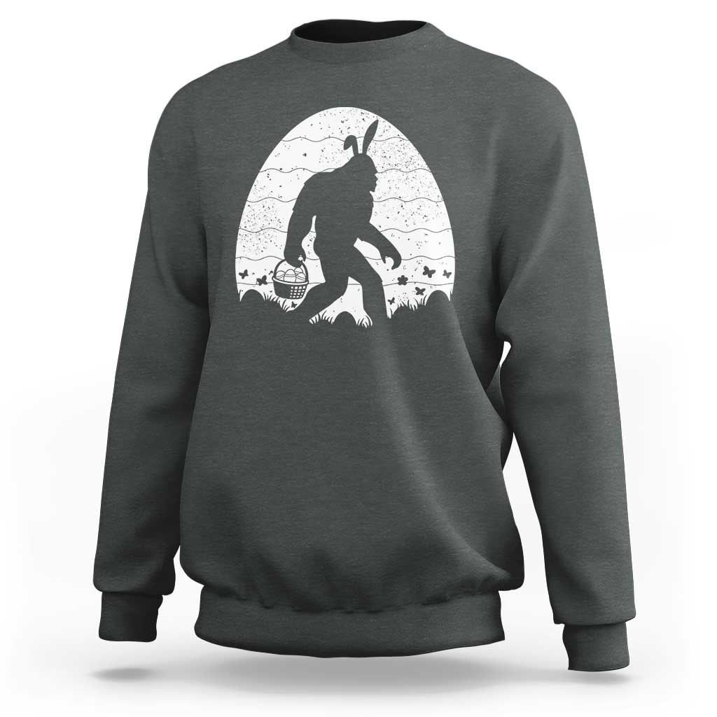Funny Bigfot Easter Sweatshirt Sasquatch Rabbit Night Stroll Moon Egg