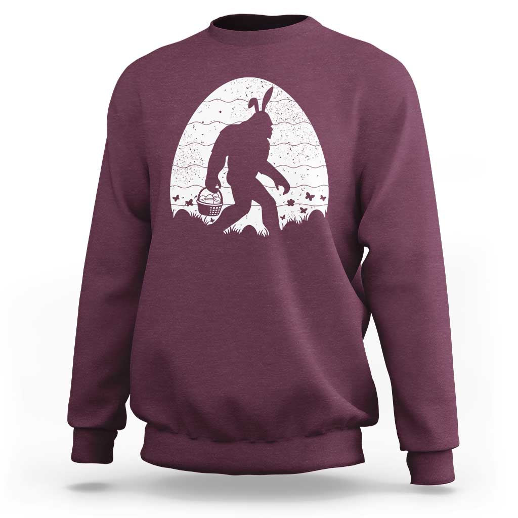 Funny Bigfot Easter Sweatshirt Sasquatch Rabbit Night Stroll Moon Egg