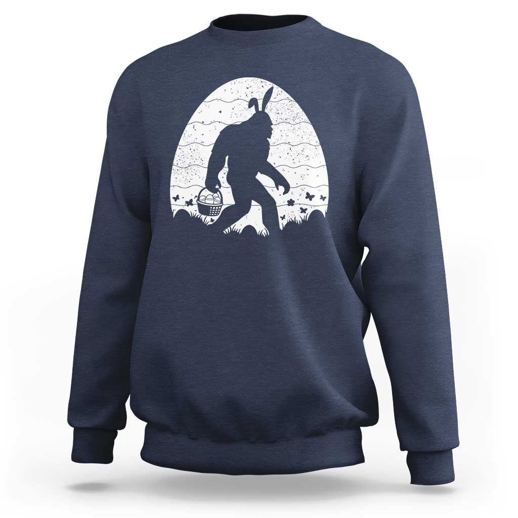 Funny Bigfot Easter Sweatshirt Sasquatch Rabbit Night Stroll Moon Egg