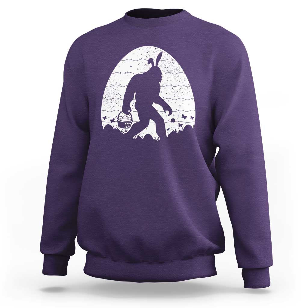 Funny Bigfot Easter Sweatshirt Sasquatch Rabbit Night Stroll Moon Egg