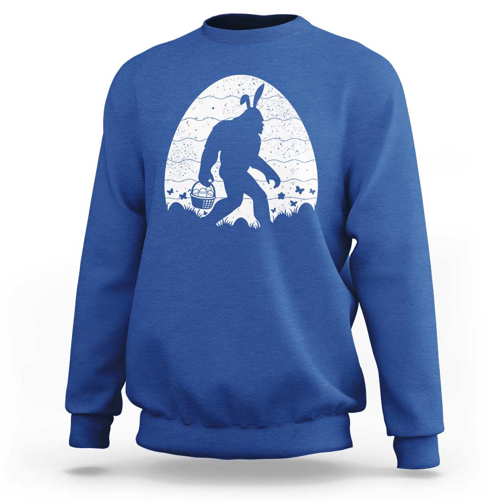 Funny Bigfot Easter Sweatshirt Sasquatch Rabbit Night Stroll Moon Egg