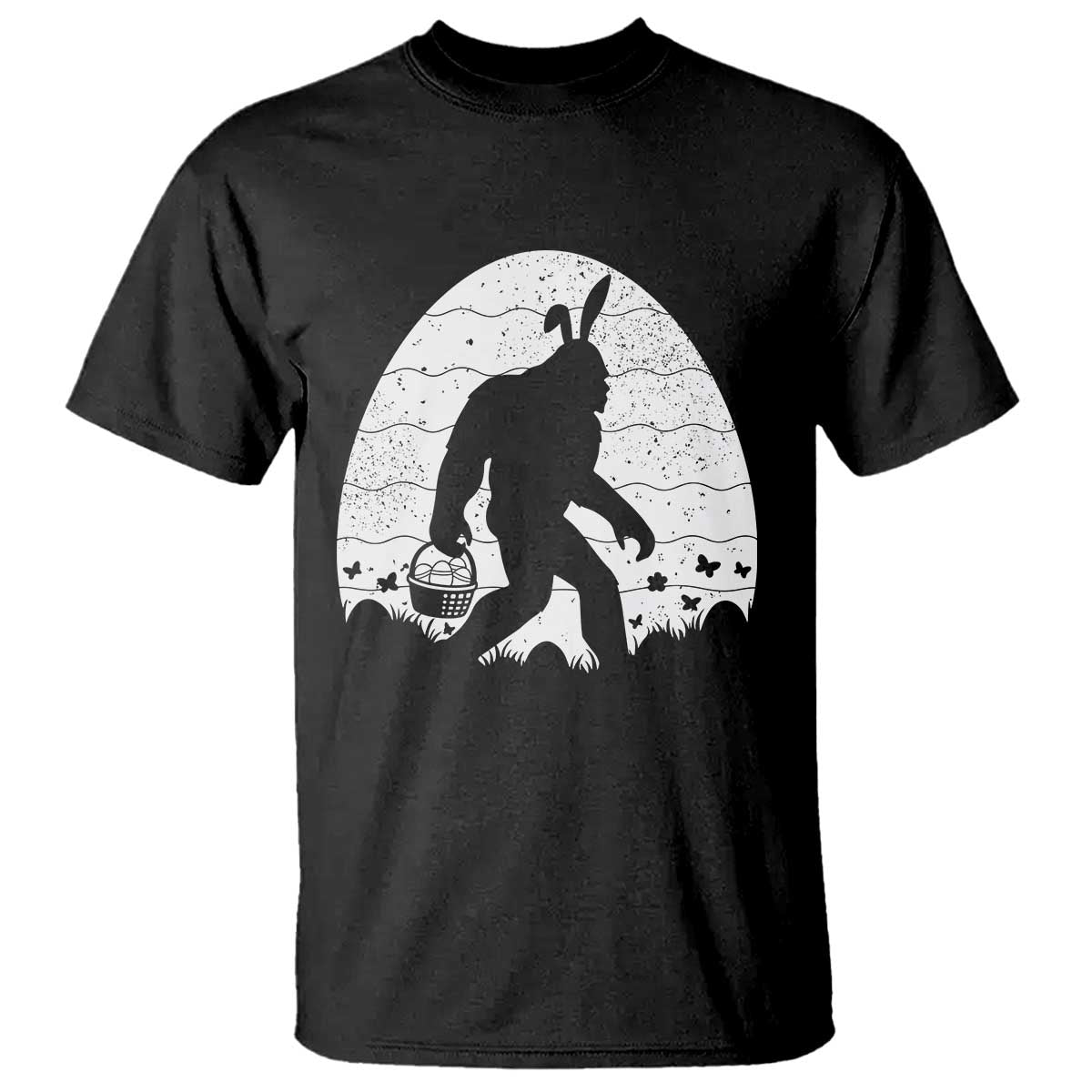 Funny Bigfot Easter T Shirt Sasquatch Rabbit Night Stroll Moon Egg