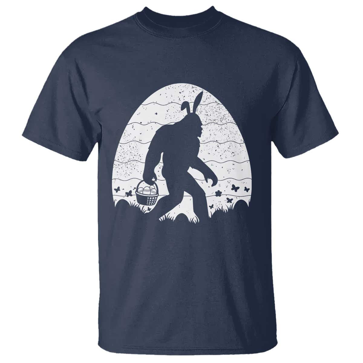 Funny Bigfot Easter T Shirt Sasquatch Rabbit Night Stroll Moon Egg