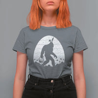 Funny Bigfot Easter T Shirt For Women Sasquatch Rabbit Night Stroll Moon Egg
