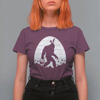 Funny Bigfot Easter T Shirt For Women Sasquatch Rabbit Night Stroll Moon Egg