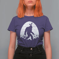 Funny Bigfot Easter T Shirt For Women Sasquatch Rabbit Night Stroll Moon Egg