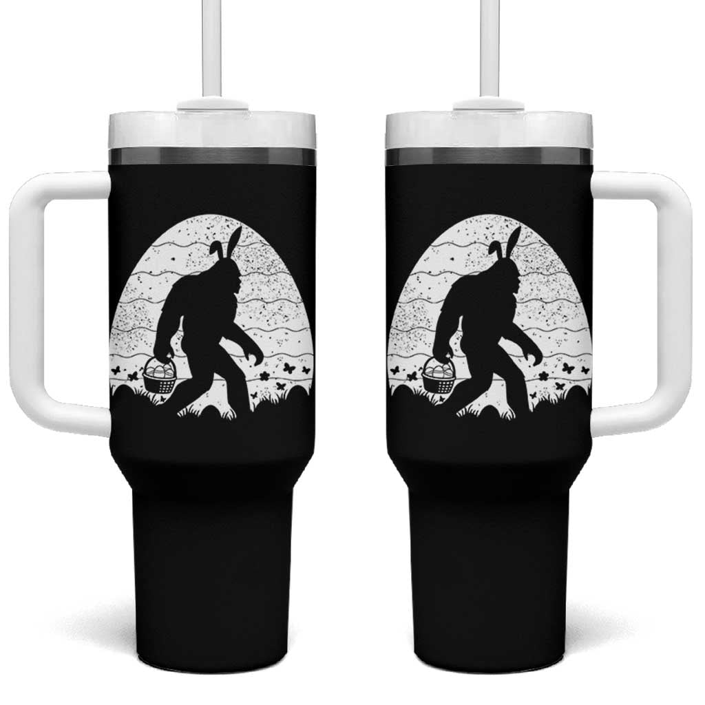 Funny Bigfot Easter Tumbler With Handle Sasquatch Rabbit Night Stroll Moon Egg