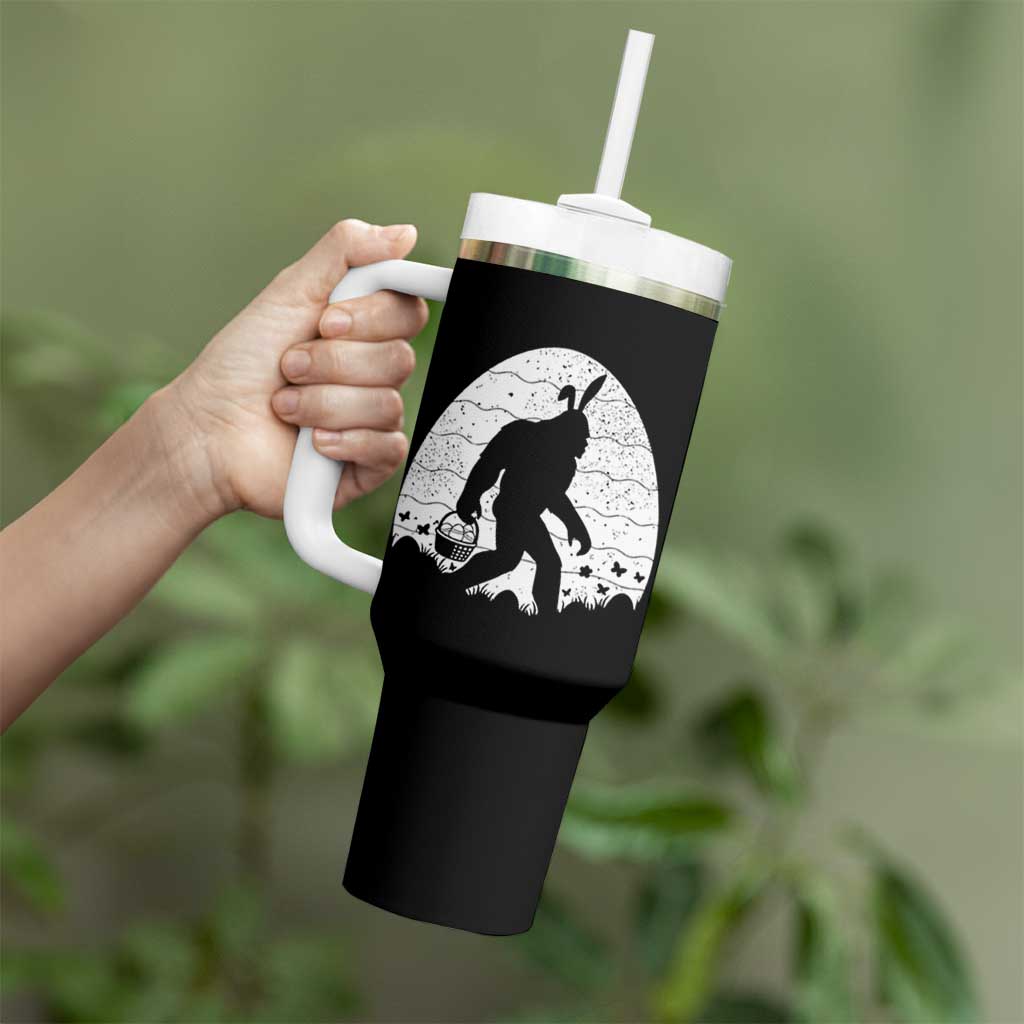 Funny Bigfot Easter Tumbler With Handle Sasquatch Rabbit Night Stroll Moon Egg